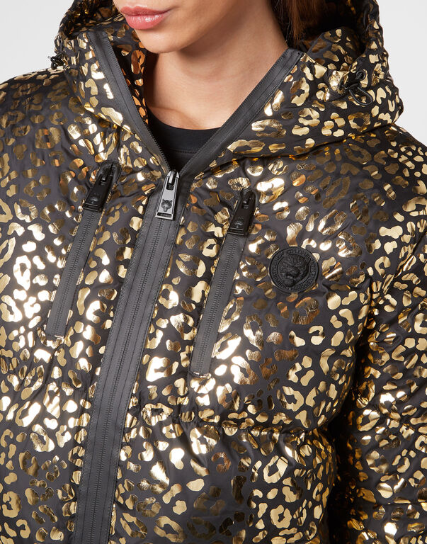 Nylon Puffer Jacket Leopard