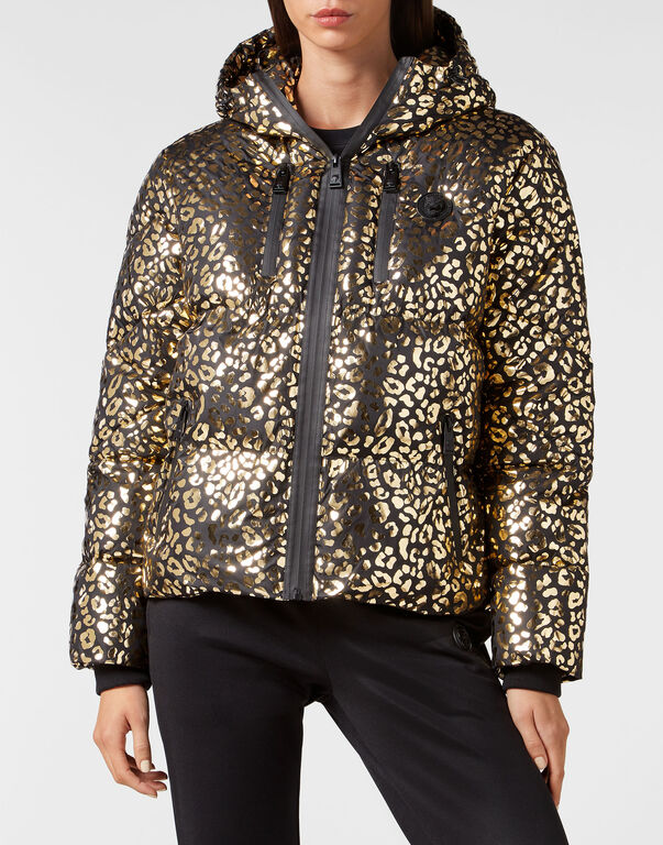 Nylon Puffer Jacket Leopard